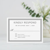 シンプルモダンフレームエレガントウェディングRSVP 出欠カード (スタンド正面)