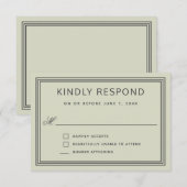 シンプルモダンフレームセージグリーンウェディングRSVP 出欠カード (正面/裏面)