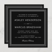 シンプルモダンフレームブラック結婚式招待状 招待状 (正面/裏面)