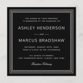 シンプルモダンフレームブラック結婚式招待状 招待状