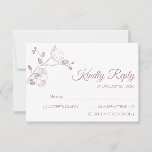 シンプルモダンフローラエレガント蘭 出欠カード (正面)