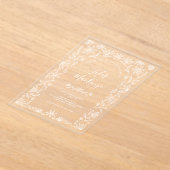 シンプルモダンフローララインアートホワ結婚イト アクリル招待状 (レイダウン)