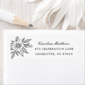 シンプルモダンフローラ結婚ズブラック差出人住所 ラベル (インサイチュ)