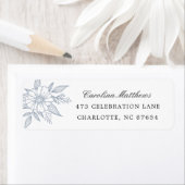 シンプルモダンフローラ結婚ズブルー差出人住所 ラベル (インサイチュ)