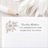 シンプルモダンフローラ結婚ズマウヴ差出人住所 ラベル (インサイチュ)