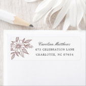 シンプルモダンフローラ結婚赤差出人住所 ラベル (インサイチュ)