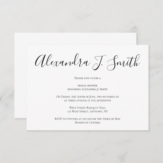 シンプルモダンブライダルシャワー招待状 招待状 (正面/裏面)