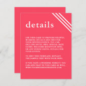 シンプルモダンブライトコーラル結婚ズ詳細 エンクロージャーカード (正面/裏面)