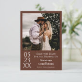 シンプルモダンブラウンミニマルフォ結婚トの セーブザデート (スタンド正面)