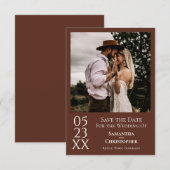 シンプルモダンブラウンミニマルフォ結婚トの セーブザデート (正面/裏面)