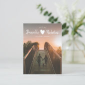 シンプルモダンブラシScript Photo日付の保存 ポストカード (スタンド正面)