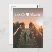 シンプルモダンブラシScript Photo日付の保存 ポストカード (正面/裏面)