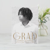 シンプルモダンブラス写真卒業 案内状 (スタンド正面)