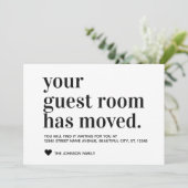 シンプルモダンブラックニューアドレスゲストルームムービング 案内状 (スタンド正面)