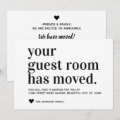 シンプルモダンブラックニューアドレスゲストルームムービング 案内状 (正面/裏面)