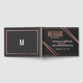 シンプルモダンブラックバラ金ゴールドシックリニ結婚ア ゲストブック (全面)