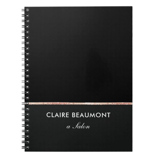 シンプルモダンブラックバラ金ゴールドセクイン ノートブック (正面)