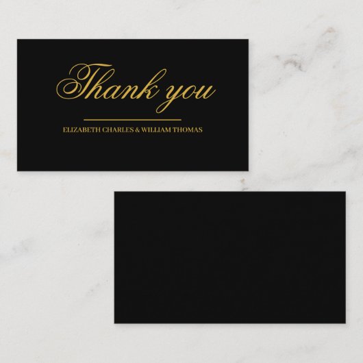 シンプルモダンブラック&金ゴールド結婚サンキューカード エンクロージャーカード (正面/裏面)