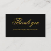 シンプルモダンブラック&金ゴールド結婚サンキューカード エンクロージャーカード (正面)