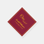 シンプルモダンブルゴーニュと金ゴールドシック1歳の誕生日 スタンダードカクテルナプキン (角)