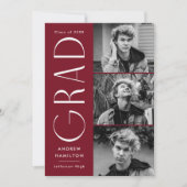 シンプルモダンブルゴーニュ3写真卒業 案内状 (正面)