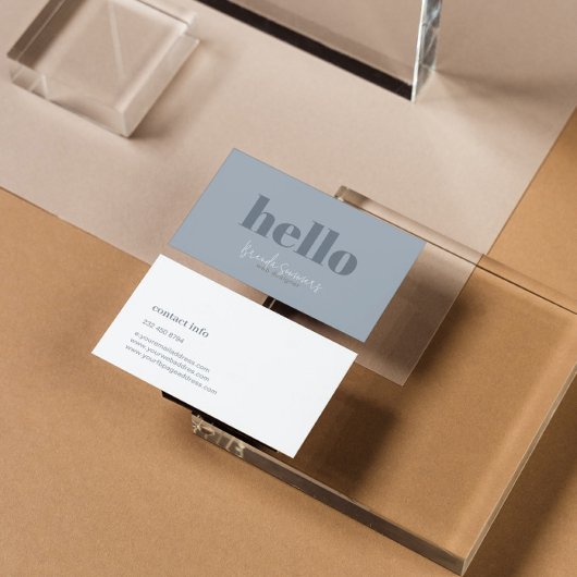 シンプルモダンブルーグレーとホワイトリバーシブル 名刺