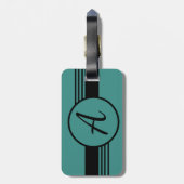 シンプルモダンブルーモノグラムイニシャル ラゲッジタグ (裏面縦)