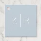 シンプルモダンブルーモノグラム結婚サンキュー フェイバータグ (正面)