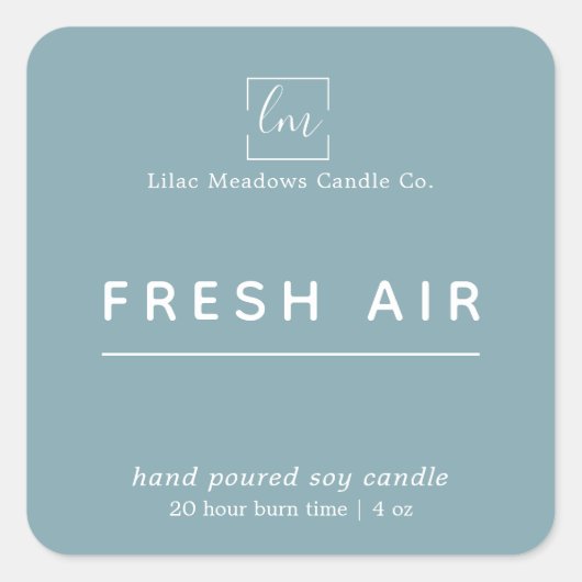 シンプルモダンブルーロゴキャンドルスクエアステッキ スクエアシール (正面)