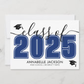 シンプルモダンブルー卒業パーティー 招待状 (正面)