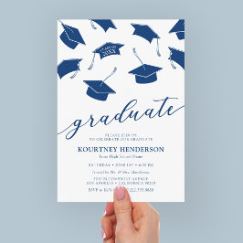 シンプルモダンブルー卒業パーティ招待状 招待状