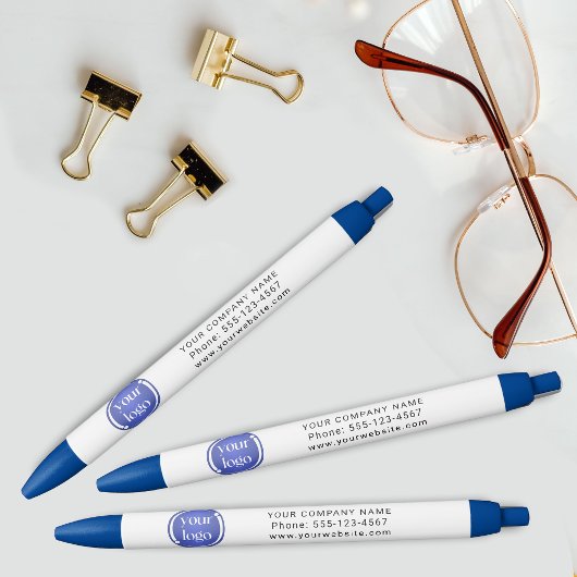 シンプルモダンプロフェッショナルのロゴと文字 青ボールペン