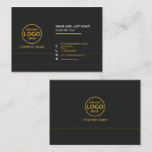 シンプルモダンプロフェッショナルダークカラー追加ロゴバス 名刺 (正面/裏面)