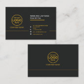シンプルモダンプロフェッショナルダークカラー追加ロゴバス 名刺 (正面/裏面)