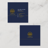 シンプルモダンプロフェッショナルダークカラー追加ロゴSqu スクエア名刺 (正面/裏面)