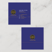 シンプルモダンプロフェッショナル濃い色の追加ロゴ スクエア名刺 (正面/裏面)