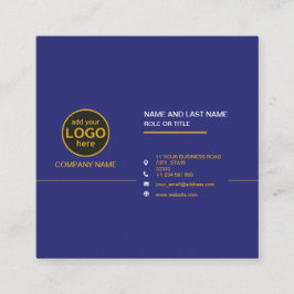 シンプルモダンプロフェッショナル濃い色の追加ロゴ スクエア名刺