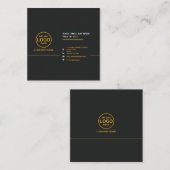 シンプルモダンプロフェッショナル濃い色の追加ロゴ スクエア名刺 (正面/裏面)