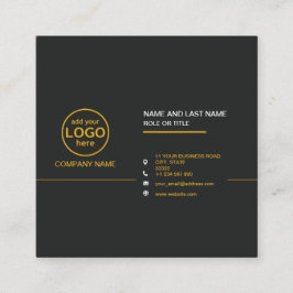 シンプルモダンプロフェッショナル濃い色の追加ロゴ スクエア名刺