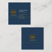 シンプルモダンプロフェッショナル濃い色の追加ロゴ スクエア名刺 (正面/裏面)