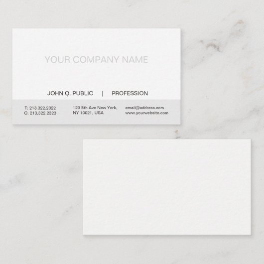 シンプルモダンプロフェッショナル白とグレーのマット 名刺 (正面/裏面)