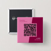 シンプルモダンプロフェッショナルQRコードフェミニンピンク 缶バッジ (正面&裏面)