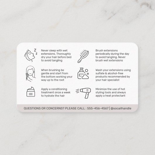 シンプルモダンヘアの後の髪の気に拡張気にり 名刺 (裏面)