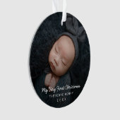 シンプルモダンベビー写真マイ初めてのクリスマス オーナメント (正面)