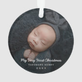 シンプルモダンベビー写真マイ初めてのクリスマス オーナメント (裏面)