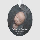 シンプルモダンベビー写真マイ初めてのクリスマス オーナメント (正面)