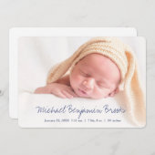 シンプルモダンベビー誕生 案内状 (正面/裏面)