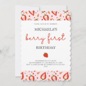 シンプルモダンベリーファースト誕生日 招待状 (正面)