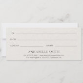 シンプルモダンベージュエレガントギフト証書 (裏面)