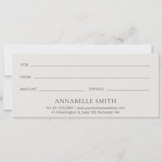 シンプルモダンベージュエレガントギフト証書 (裏面)